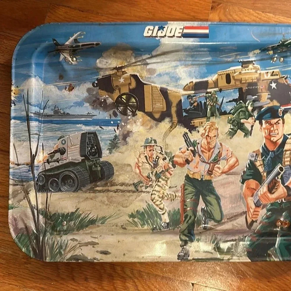 VINTAGE 1987 G.I. JOE Hasbro folding dinner/lunch metal tray •RARE• - Picture 4 of 13